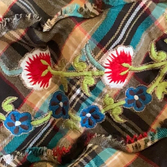 Double D Ranch Plaid Maxi Skirt with Embroidered Hem - Picture 3 of 3